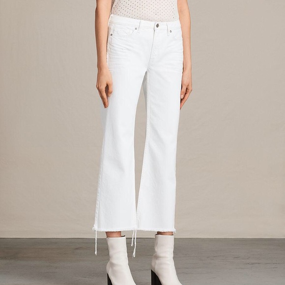 All Saints Belle Wide Leg Crop Raw Hem 